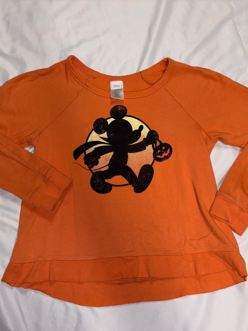 Disney Orange Sweatshirt with Black Mickey Silhouette Lot H